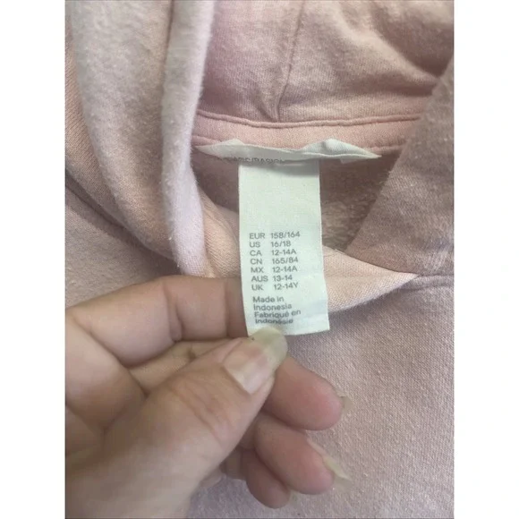 H&M Juniors Hoodie Size 16/18 Baby pink NYC soft Comfy Girly - Picture 4 of 6